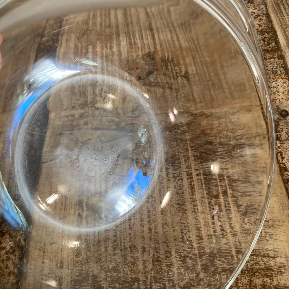 PYREX Round Casserole Baking Dish 024 B-2 2 Quart QT Clear Glass Bowl Ovenware